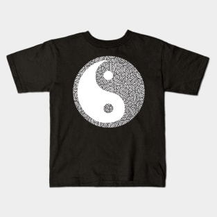 Black and white swirls doodles Yin Yang Kids T-Shirt